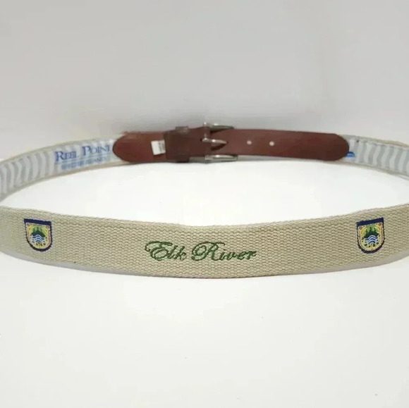 Reel Point Shelter Island Mens Belt Size 40 Embroidered Elk River - Picture 5 of 6